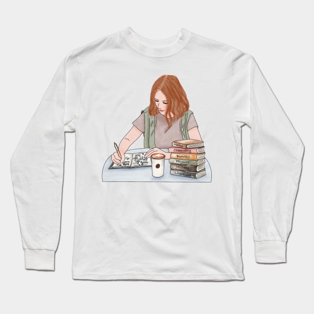 Writing girl (2) Long Sleeve T-Shirt by piscoletters